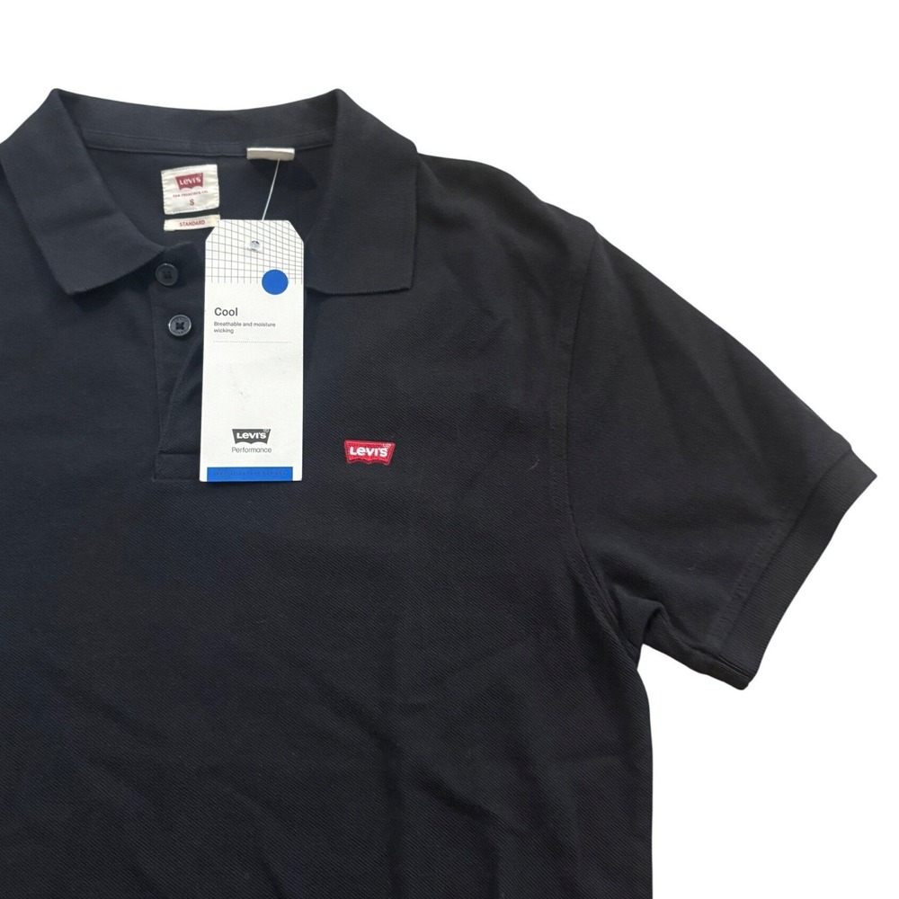 Levi's Performance Polo Shirt Men's Small Black Short Sleeve Standard Fit NWT